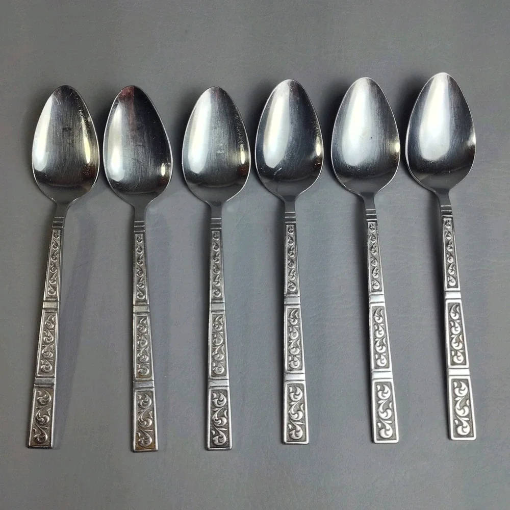 Vintage Riviera RIF4 Stainless Flatware Japan Set Of 43 Scroll Black Textured